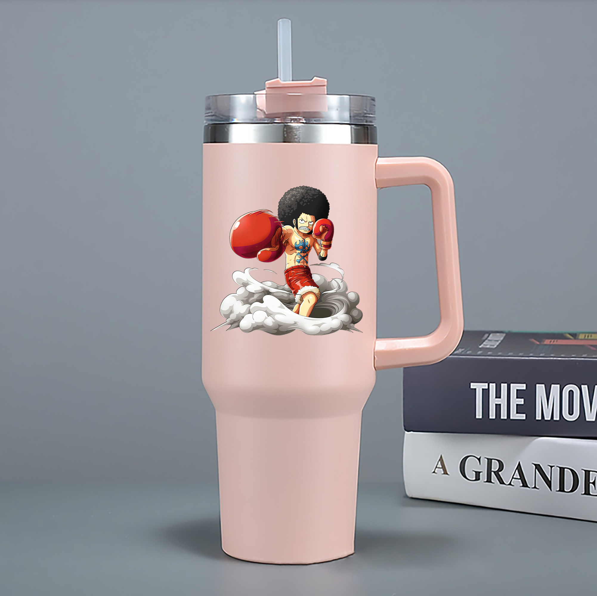 ワンピース モンキー・D・ルフィ ONE PIECE Monkey D. Luffy 1200mL車用タンブラー - クリスタルステッカー（プラスチックストロー付き）